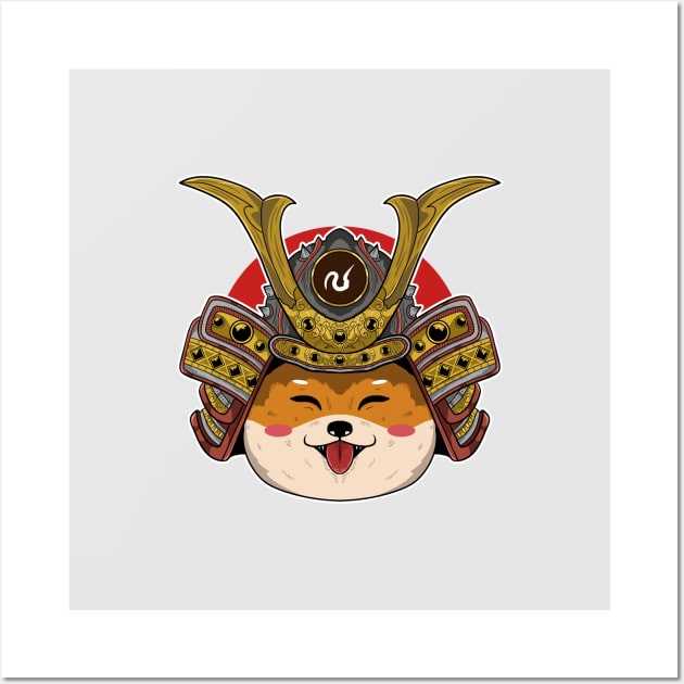 Samurai Cute Dog Japanese Warrior Vector Illustration Artwork Wall Art by eijainspire